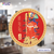 Feng Shui Amulet Sticker Featuring Magnificent Kwan Kung with Five Flags, Symbol for Protection, Power, Victory and Success, Set of 5 Pieces Decorative Stickers, 4.3 Inch Diameter