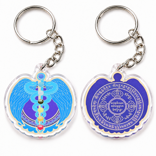 Life Force Amulet with 7 Chakra Feng Shui Keychains, Acrylic (2 Pack)
