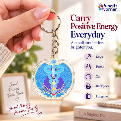 Life Force Amulet with 7 Chakra Feng Shui Keychains, Acrylic (2 Pack)