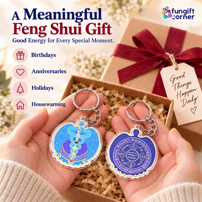 Life Force Amulet with 7 Chakra Feng Shui Keychains, Acrylic (2 Pack)