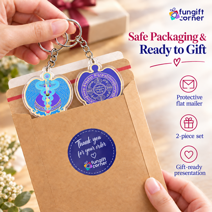 Life Force Amulet with 7 Chakra Feng Shui Keychains, Acrylic (2 Pack)