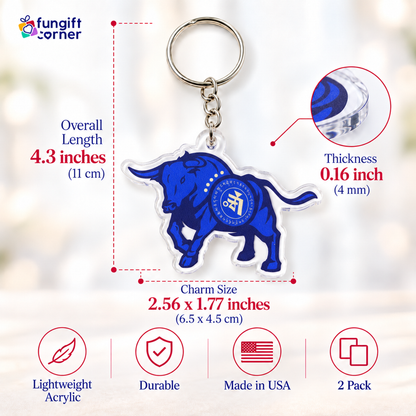 Big Money Bull Amulet Feng Shui Keychains (2 Pack)