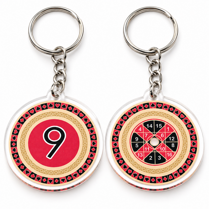 Number 9 Wealth Feng Shui Amulet Keychains, Acrylic (2 Pack)