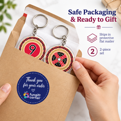 Number 9 Wealth Feng Shui Amulet Keychains, Acrylic (2 Pack)