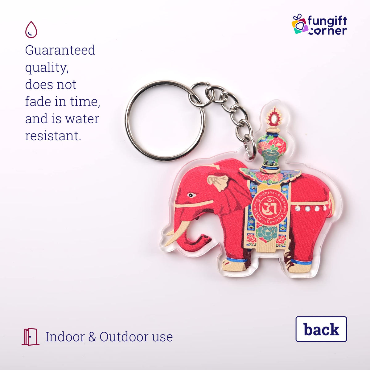 Red Prosperity Elephant Amulet Feng Shui Keychain (2 Pack)