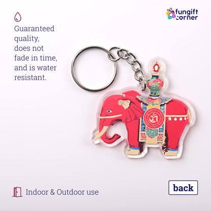 Red Prosperity Elephant Amulet Feng Shui Keychain (2 Pack)