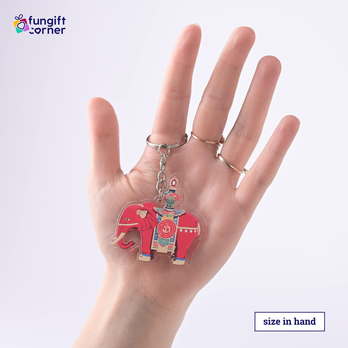 Red Prosperity Elephant Amulet Feng Shui Keychain (2 Pack)