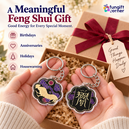 Rooster Feng Shui Amulet Keychains, Acrylic (2 Pack)