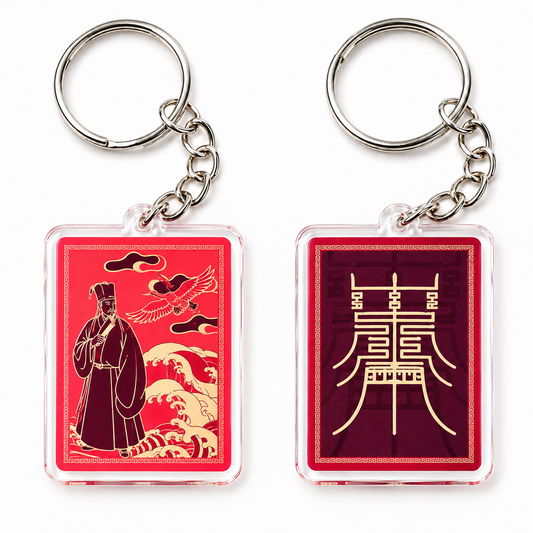 Feng Shui Scholar with Eagle Amulet Keychains (2 Pack)