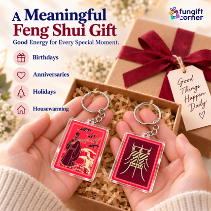 Feng Shui Scholar with Eagle Amulet Keychains (2 Pack)