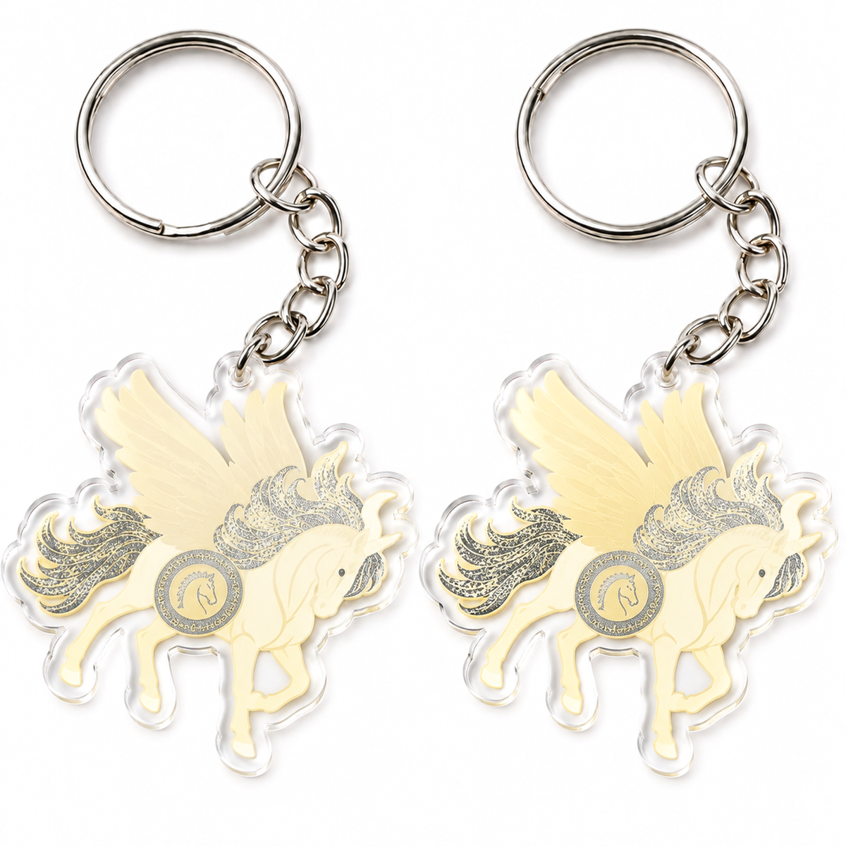 Feng Shui Sky Unicorn with Spirit Essence Amulet Keychains (2 Pack)