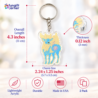Sky Deer Spirit Essence Amulet Keychains, Acrylic (2 Pack)