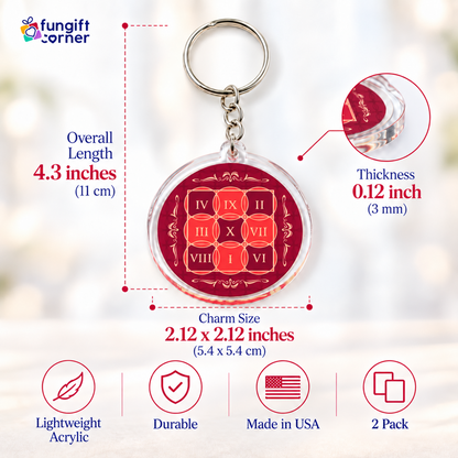 Sum of Ten Feng Shui Amulet Feng Shui Keychains (2 Pack)