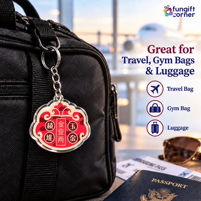 Feng Shui Traditional Wealth Lock Coin Amulet Keychains (2 Pack)