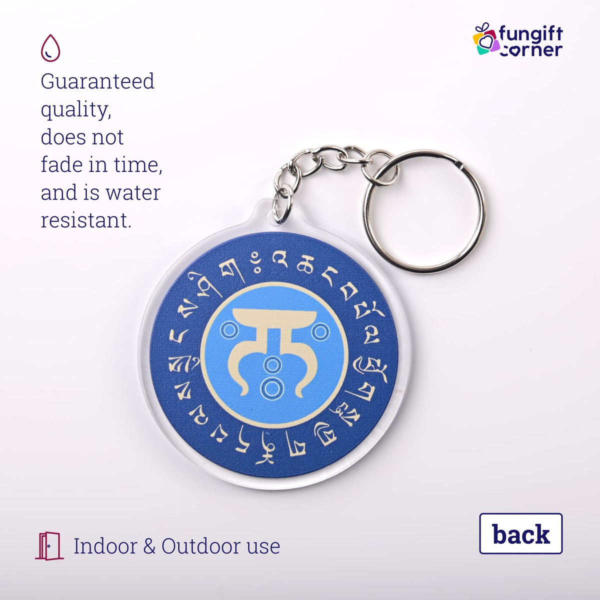 Set of 2 Travel Protection Amulet with 28 Hums, Feng Shui Symbol for Safe and Positive Journeys 2.16" in Diameter, 0.12" Thick Lightweight and Durable Transparent Acrylic, Split Ring Closure Keychains - Store Feng Shui