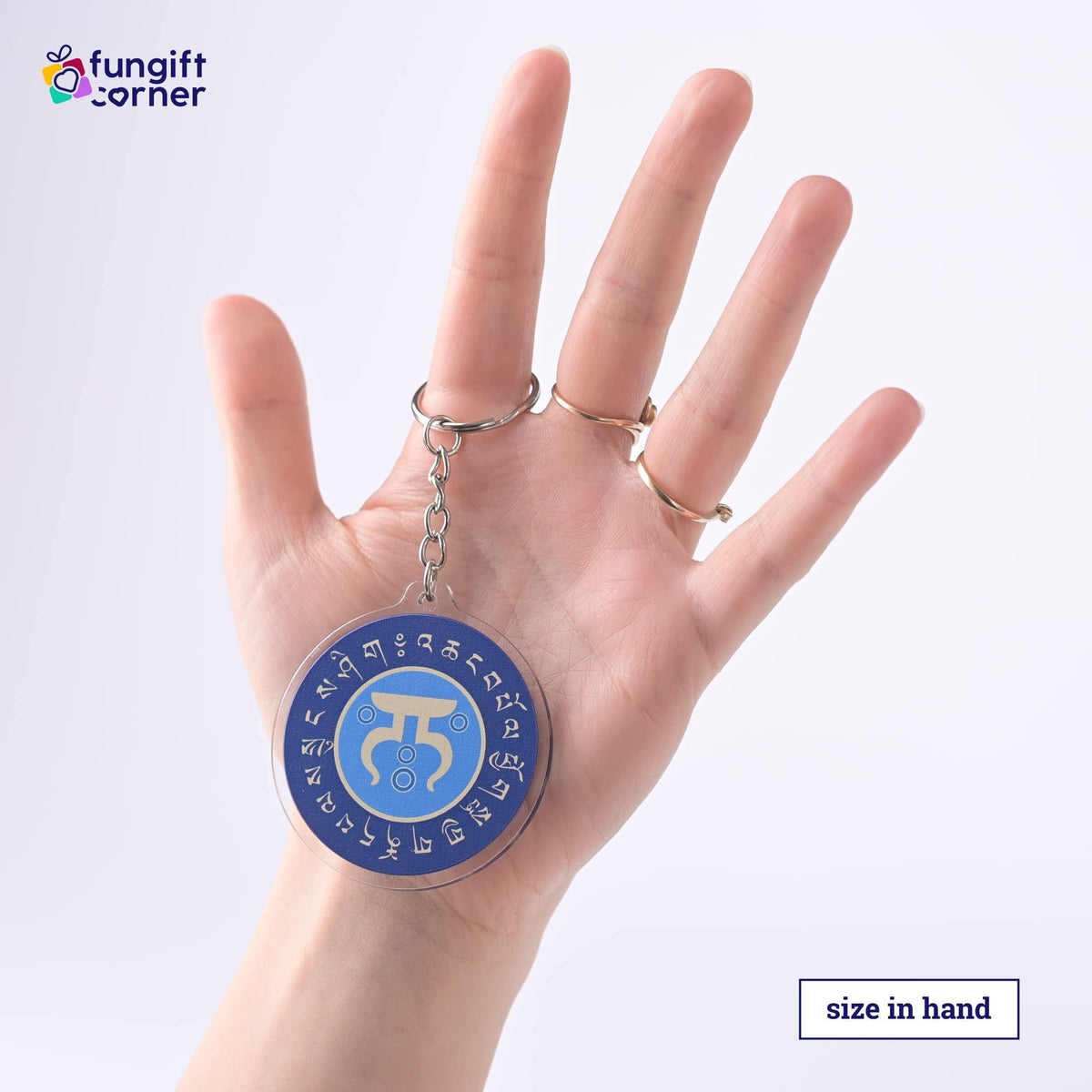 Set of 2 Travel Protection Amulet with 28 Hums, Feng Shui Symbol for Safe and Positive Journeys 2.16" in Diameter, 0.12" Thick Lightweight and Durable Transparent Acrylic, Split Ring Closure Keychains - Store Feng Shui