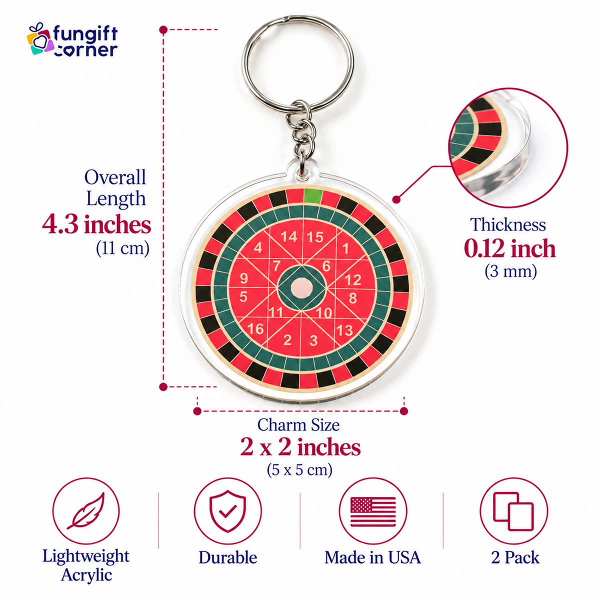 Windfall Yantra Feng Shui Amulet Keychains, Acrylic (2 Pack)