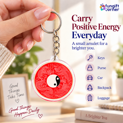 Yang More Than Yin Feng Shui Amulet Keychains, Acrylic (2 Pack)