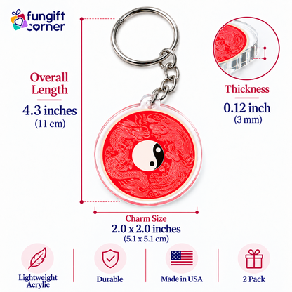 Yang More Than Yin Feng Shui Amulet Keychains, Acrylic (2 Pack)